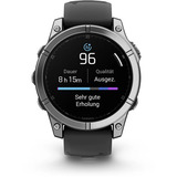 Garmin fēnix E - 47mm, AMOLED, Smartwatch Schwarz/Silber, Silikon-Armband, Edelstahl