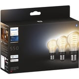 Philips HUE White Ambiance Filament Lampe E27 A60 Dreierpack 550, LED-Lampe 