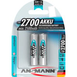 Ansmann 2700mAh, Akku silber, 2x AA (Mignon)