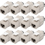 Digitus Cat.6a Keystone-Modul, geschirmt silber, 12 Stück, mit intelligentem Kabelmanager