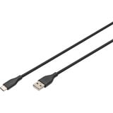 Digitus USB 2.0 Silikon-Anschlusskabel USB-A > USB-C schwarz, 2 Meter, PD, Laden mit bis zu 60 Watt