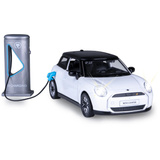 Jamara BMW Mini Cooper Diecast, Modellfahrzeug weiß, Maßstab 1:28, inkl. Knopfzellen, Rückzugmotor