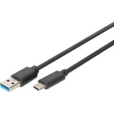 Digitus USB 3.2 Gen 1 Anschlusskabel USB-A > USB-C schwarz, 1 Meter, PD, Laden mit bis zu 60 Watt