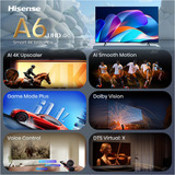 Hisense 55A6S, LED-Fernseher 139 cm (55 Zoll), schwarz/dunkelgrau, UltraHD/4K, Triple Tuner