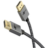 goobay DisplayPort Kabel 2.0/2.1 Slim silber/schwarz, 1 Meter