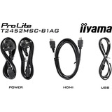 iiyama ProLite T2452MSC-B2AG, LED-Monitor 60.5 cm (24 Zoll), schwarz (matt), FHD, IPS, Touchscreen, HDMI, DP, Entspiegelung, 120Hz Panel