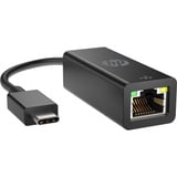 HP USB Adapter, USB-C Stecker > RJ-45 Buchse schwarz, 10cm, Gigabit LAN 10/100/1.000 Mbit/s