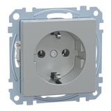 Merten Schutzkontakt-Steckdose mit Schraub-Liftklemme aluminium, Retail