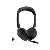 Jabra Evolve2 65 Flex Duo, Headset schwarz, Stereo, UC, USB-A, Link380a