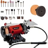 EINHELL Doppelschleifer TC-XG 75 Kit rot/schwarz, 150 Watt, umfangreiches Zubehör-Kit für Polier- und Schleifarbeiten