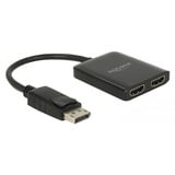 DeLOCK DisplayPort Splitter 1.4 > 2x HDMI MST, HDMI Splitter schwarz, 20cm Kabel