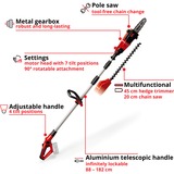 EINHELL Power X-Change Akku-Multifunktions-Werkzeug GE-HC 18 Li T, 18Volt, Hochentaster rot, ohne Akku und Ladegerät