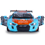 Jamara Audi R8 LMS Diecast, Modellfahrzeug hellblau/rot, Maßstab 1:24, inkl. Knopfzellen