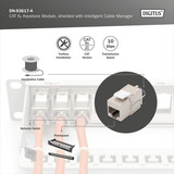 Digitus Cat.6a Keystone-Modul, geschirmt silber, 4 Stück, mit intelligentem Kabelmanager