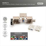 Digitus Cat.6a Keystone-Modul, geschirmt silber, 4 Stück, mit intelligentem Kabelmanager
