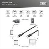 Digitus USB 2.0 Anschlusskabel USB-C > USB-C schwarz, 1 Meter, PD, Laden mit bis zu 15 Watt