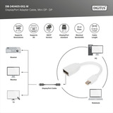Digitus DisplayPort Adapterkabel weiß, mini DP - DP