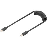 Digitus USB 2.0 Spiralkabel USB-C > USB-C schwarz, 1 Meter, PD, Laden mit bis zu 60 Watt