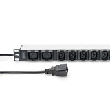 Digitus Steckdosenleiste 19" PDU mit Aluminiumprofil, 10-fach, 8x C13, 2x C19 schwarz/aluminium, 2 Meter Kabel, 1 HE, 1-phasig 16A, Kaltgerätestecker C20