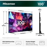 Hisense 100E7DS PRO Hi-QLED-Fernseher 253 cm (100 Zoll), schwarz/dunkelgrau, UltraHD/4K, Free-Sync-Premium, 144Hz Panel