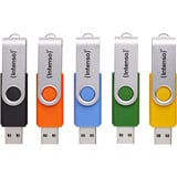 Intenso Office Line Multipack 64 GB, USB-Stick 5 USB-A 3.2 USB-Sticks in Gelb, Grün, Schwarz, Blau + Orange