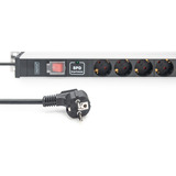 Digitus Steckdosenleiste PDU mit Aluminiumprofil, 12-fach schwarz/aluminium, 2 Meter Kabel, 1 HE, mit Schalter und Überspannungsschutz