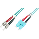 Digitus LWL Patchkabel, Duplex, ST > SC Stecker, Multimode OM3 türkis, 2 Meter