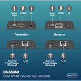 Digitus HDMI IP PoE Extender Set, HDMI Verlängerung schwarz, 4K/60Hz