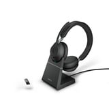 Jabra Evolve2 65, Headset schwarz, UC, USB-A, Ladestation