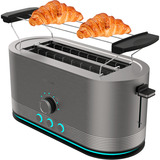 Cecotec Langschlitz-Toaster Shine&Toast Extra Double edelstahl, 1.400 Watt, für 4 Scheiben Toast
