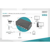 Digitus KVM-Switch DisplayPort 4x 1  schwarz, Dual Display