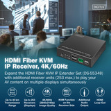 Digitus HDMI Fiber KVM IP Receiver, KVM-Switch schwarz, 4K/60Hz