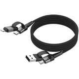 Ansmann Magnetisches 4in1 Ladekabel schwarz, USB-A / USB-C / Lightning