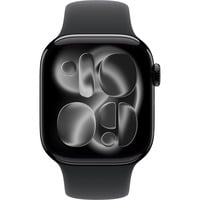 Apple Watch Series 11, Smartwatch schwarz (glänzend), Aluminium, 42 mm, Sportarmband schwarz S/M, Cellular