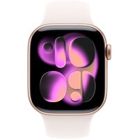 Apple Watch Series 11, Smartwatch roségold, Aluminium, 42 mm, Sportarmband blassrosa M/L