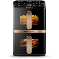 Philips Doppel-Heißluftfritteuse NA462/70 schwarz, 2.750 Watt, 2 Körbe je 5 Liter
