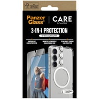 PanzerGlass Flagship 3-in-1 Set transparent/weiß, Samsung Galaxy S25, QI-kompatibel, EasyAligner