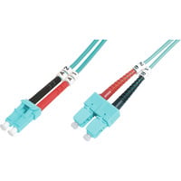 Digitus LWL Patchkabel, Duplex, LC > SC Stecker, Multimode OM3 türkis, 5 Meter