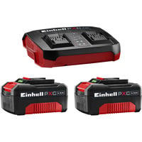 EINHELL 2x 4,0Ah & Twincharger Kit, Set schwarz/rot