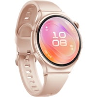 Huawei Watch 6 42mm (Leib-L19F), Smartwatch gold, gold, pinkes Fluoroelastomer-Armband