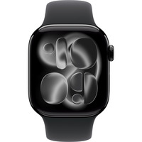 Apple Watch Series 11, Smartwatch schwarz (glänzend), Aluminium, 46 mm, Sportarmband schwarz M/L