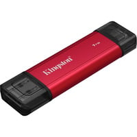 Kingston Dual Portable 1 TB, Externe SSD rot/schwarz, USB-A- und USB-C