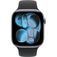 Apple Watch Series 11, Smartwatch grau, Aluminium, 46 mm, Sportarmband schwarz M/L, Cellular