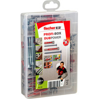 fischer Profi-Box DuoPower kurz/lang + Schrauben , Dübel hellgrau/rot, 150-teilig, mit Schrauben