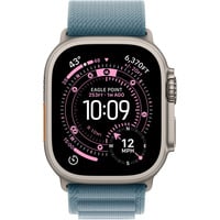 Apple Watch Ultra 3, Smartwatch titan, 49 mm, Alpine Loop hellblau S, Titangehäuse, Cellular