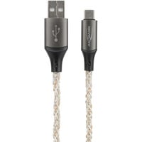 Ansmann USB-A auf USB Typ-C Kabel schwarz/transparent, 1 Meter, mit LED 